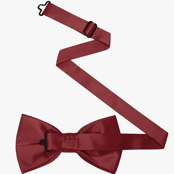 Solid Color Pre-tied Bow Tie Adjustable Bowtie Burgundy Klikel Burlet NEW - Picture 2 of 4